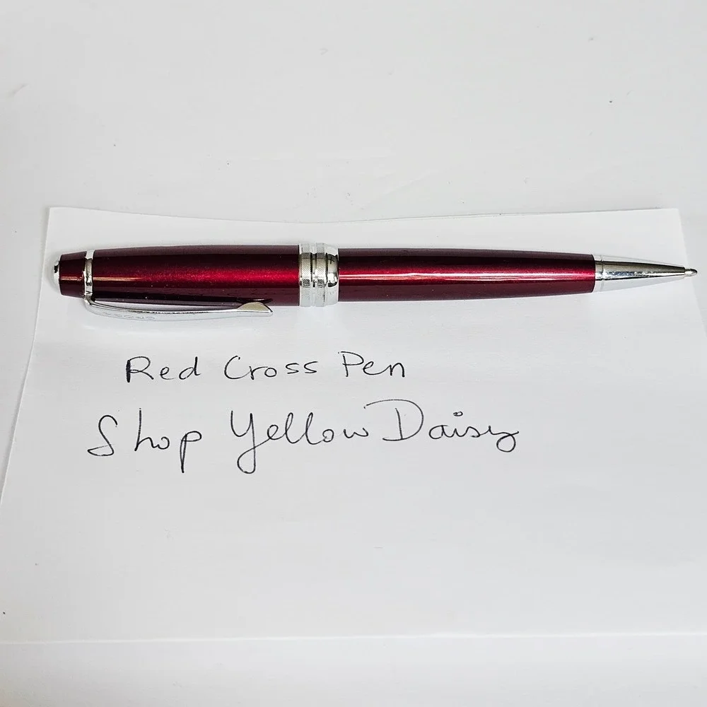 Vtg Cross Bailey Ballpoint Pen Metallic Burgundy Red‎ Chrome Trim Twist Action